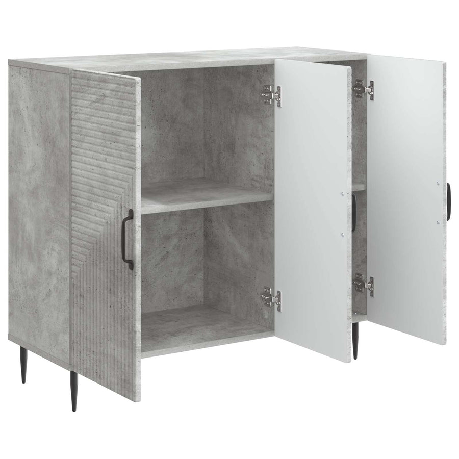 Dressoir Betongrijs 89 x 34,5 x 80 cm Bewerkt hout