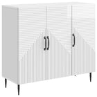 Dressoir bewerkt hout hoogglans wit 89x34,5x80 cm