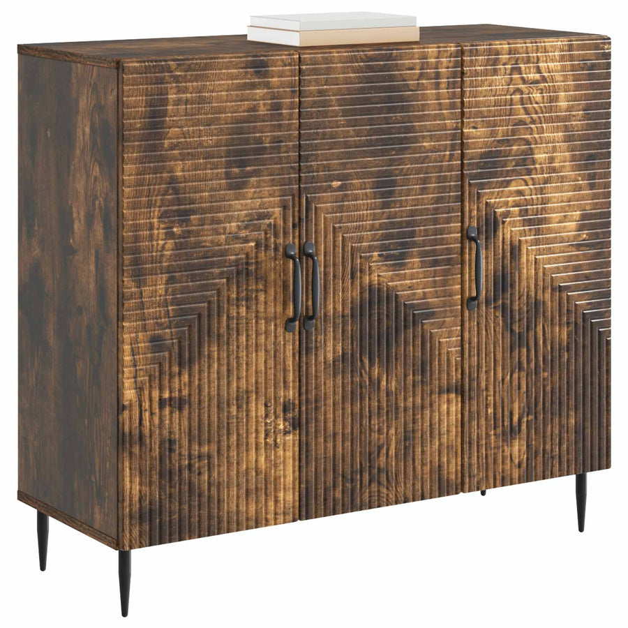 Dressoir Gerookt eiken 89 x 34,5 x 80 cm Bewerkt hout