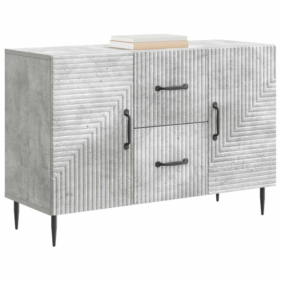 Dressoir met lade Betongrijs 89 x 34,5 x 60 cm Bewerkt hout