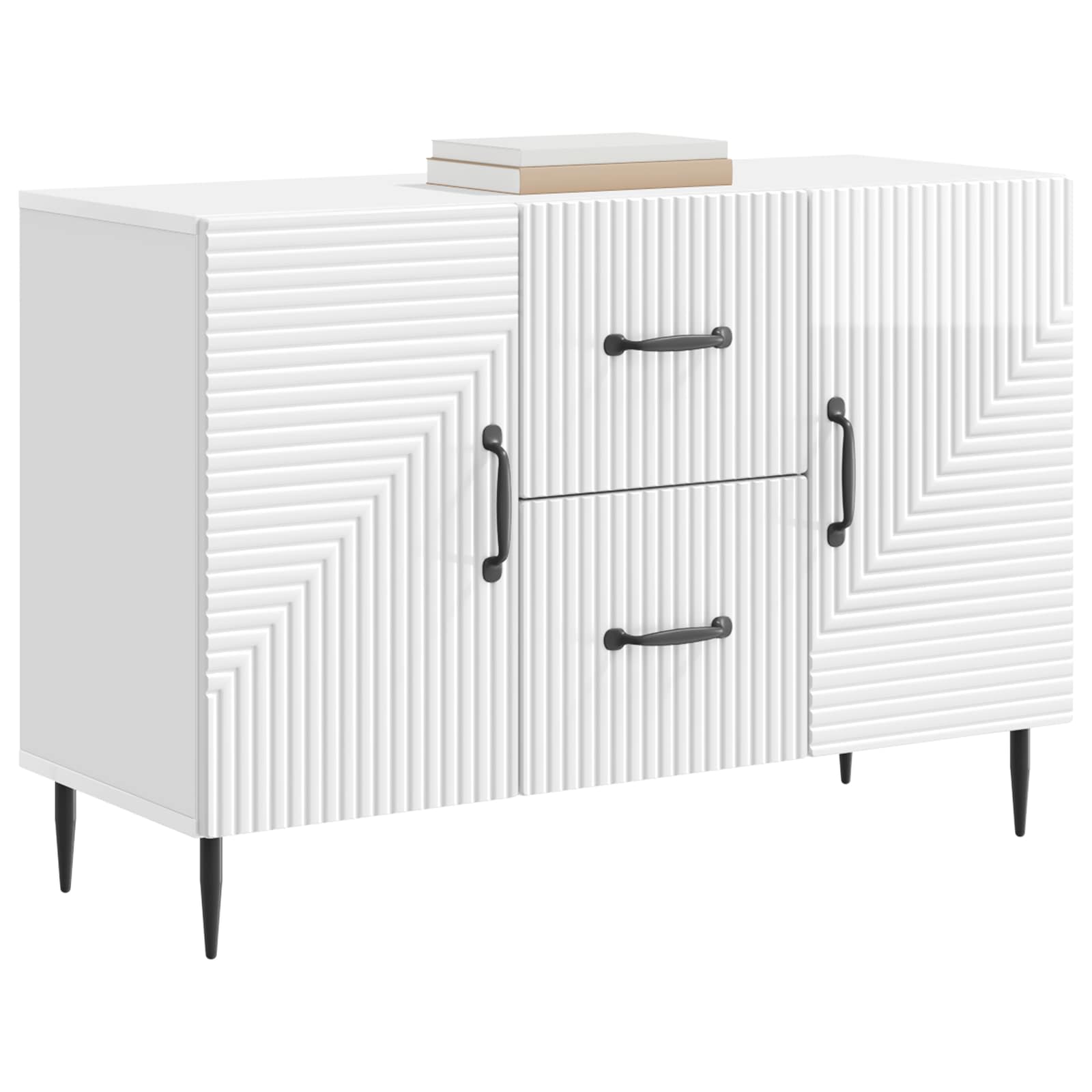 Dressoir met lade Hoogglans Wit 89 x 34,5 x 60 cm Bewerkt hout