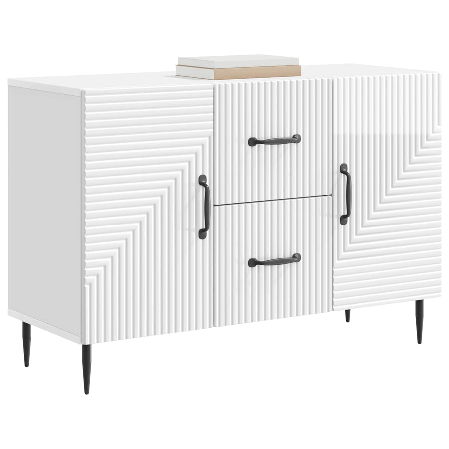 Dressoir met lade Hoogglans Wit 89 x 34,5 x 60 cm Bewerkt hout