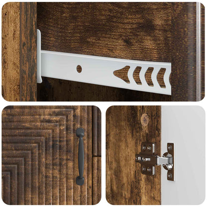 Dressoir met lade Gerookt eiken 89 x 34,5 x 60 cm Bewerkt hout