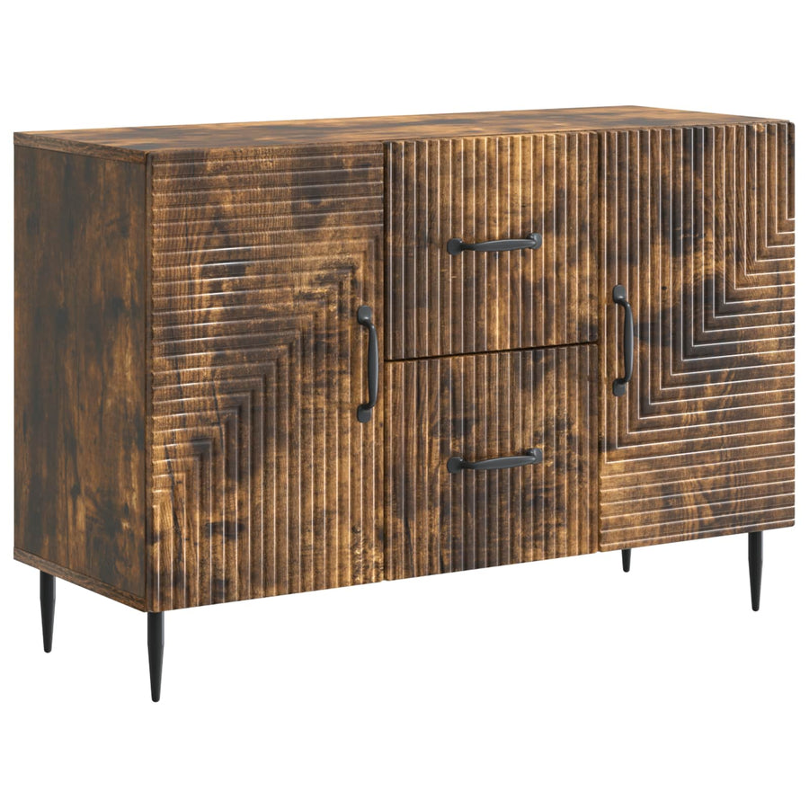 Dressoir met lade Gerookt eiken 89 x 34,5 x 60 cm Bewerkt hout