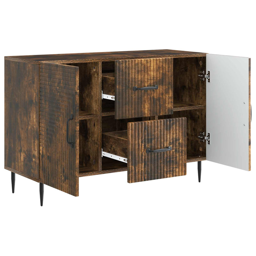 Dressoir met lade Gerookt eiken 89 x 34,5 x 60 cm Bewerkt hout