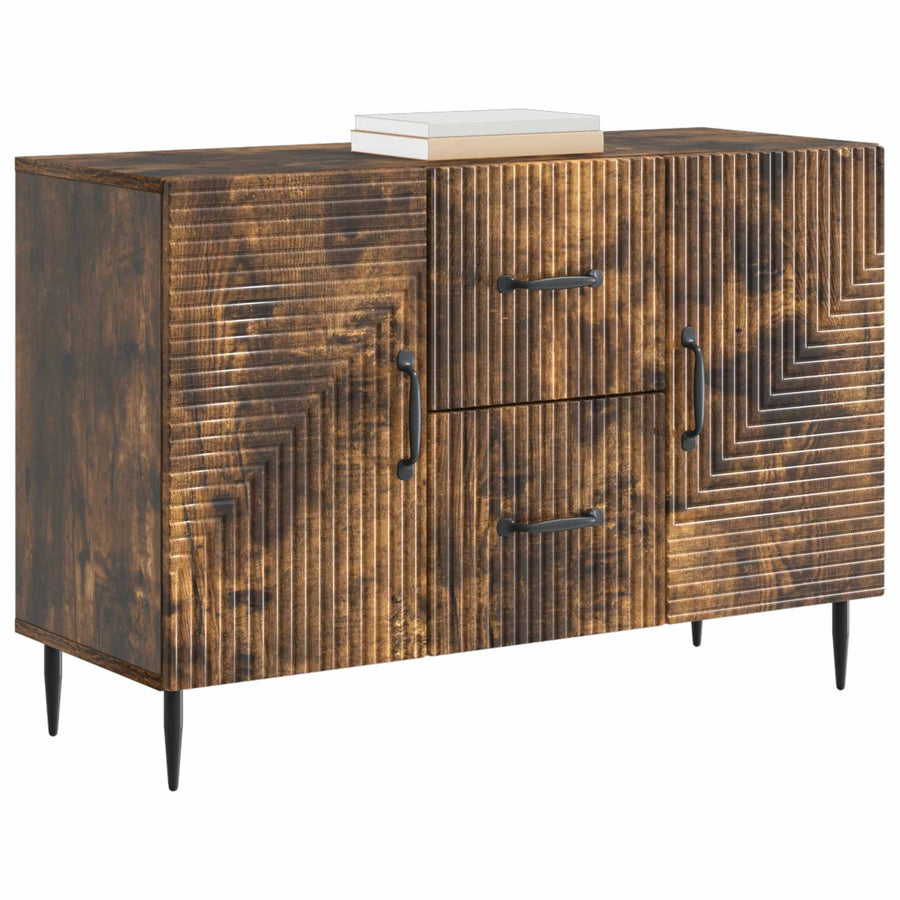 Dressoir met lade Gerookt eiken 89 x 34,5 x 60 cm Bewerkt hout