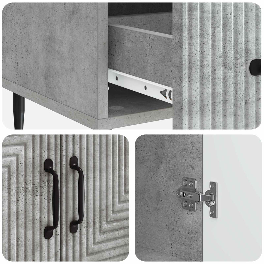 Dressoir met lade Betongrijs 66 x 34,5 x 95 cm Bewerkt hout