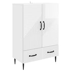 High Gloss White Sideboard with Drawer 66 x 34.5 x 95 cm Engineered Wood