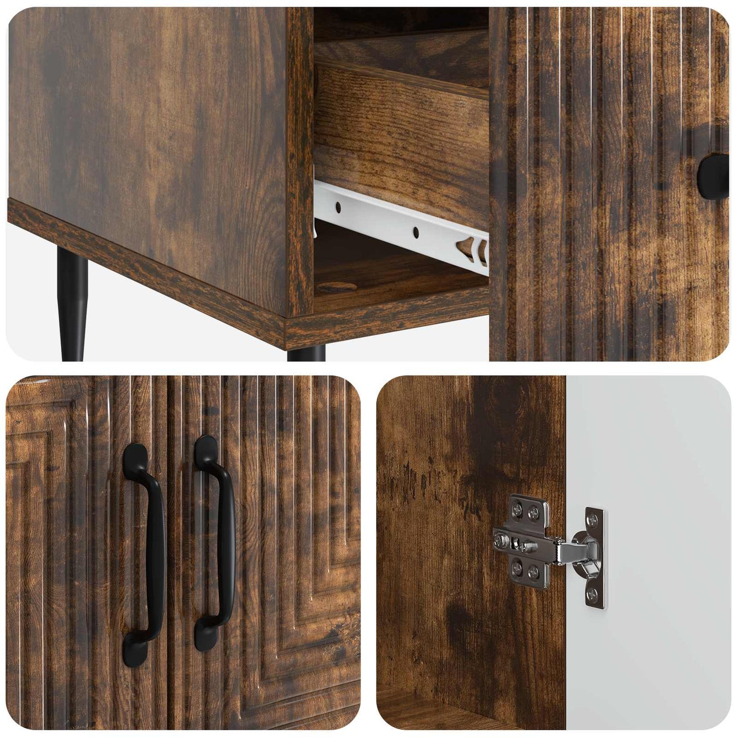 Dressoir met lade Gerookt eiken 66 x 34,5 x 95 cm Bewerkt hout