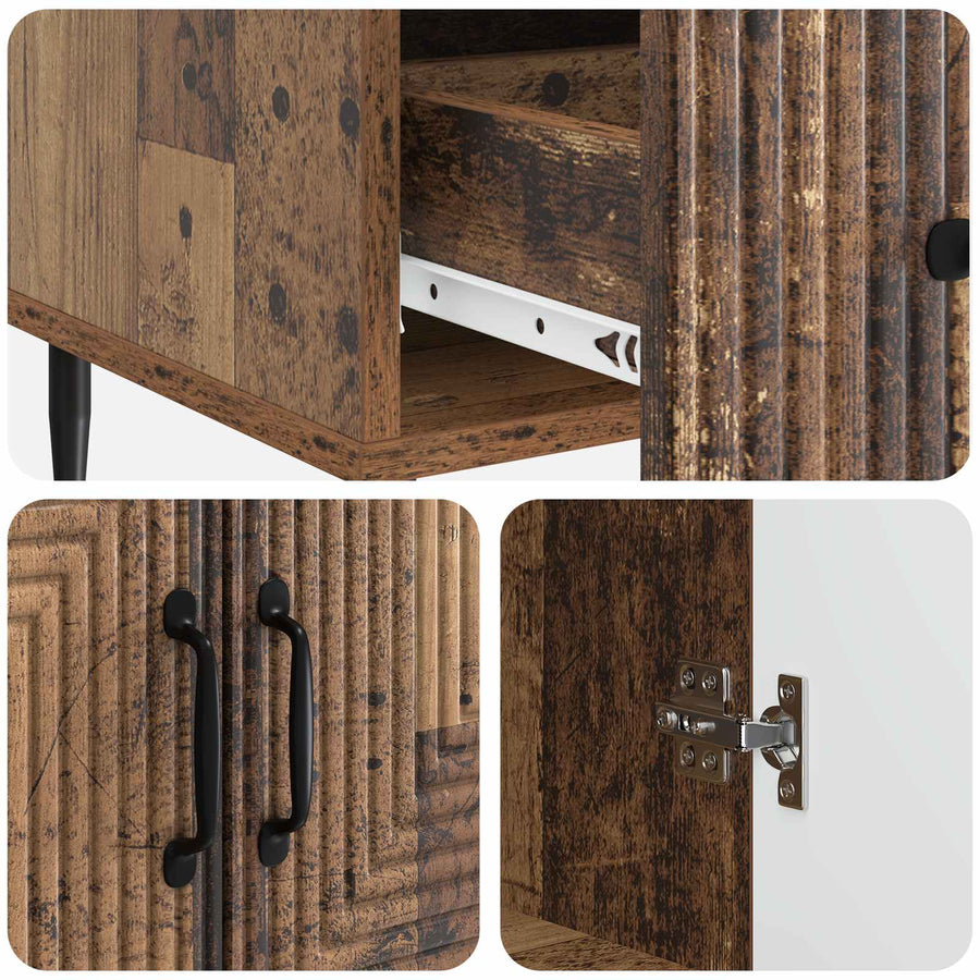 Dressoir met lade Oud hout 66 x 34,5 x 95 cm Bewerkt hout
