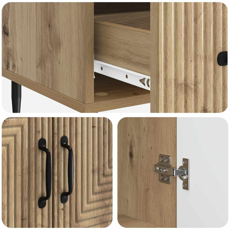 Dressoir Artisanaal eiken 66 x 34,5 x 95 cm Bewerkt hout