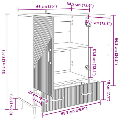 Dressoir Artisanaal eiken 66 x 34,5 x 95 cm Bewerkt hout