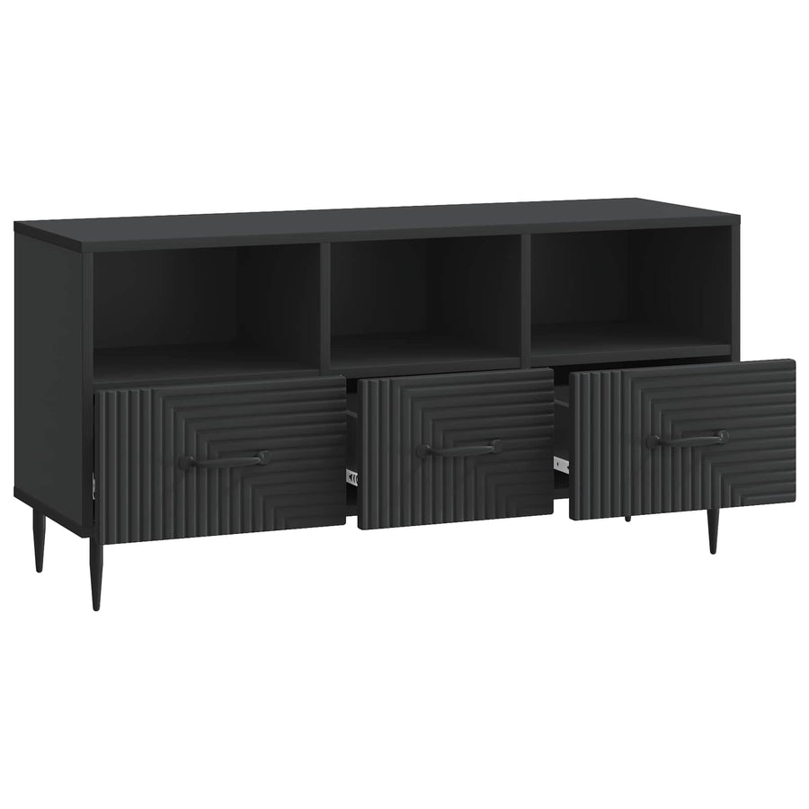 TV-kast met lade Zwart 102 x 34,5 x 50 cm Bewerkt hout