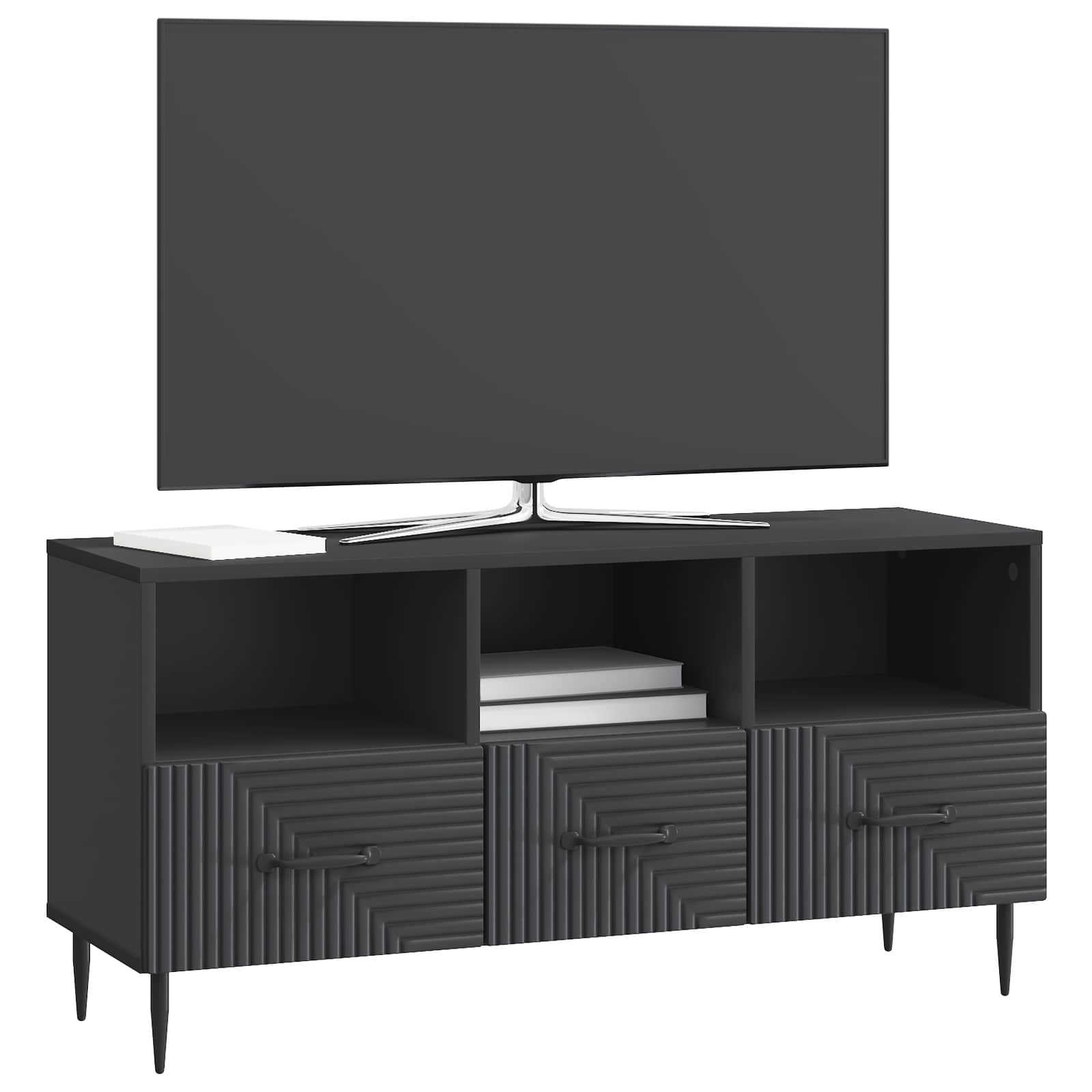 TV-kast met lade Zwart 102 x 34,5 x 50 cm Bewerkt hout