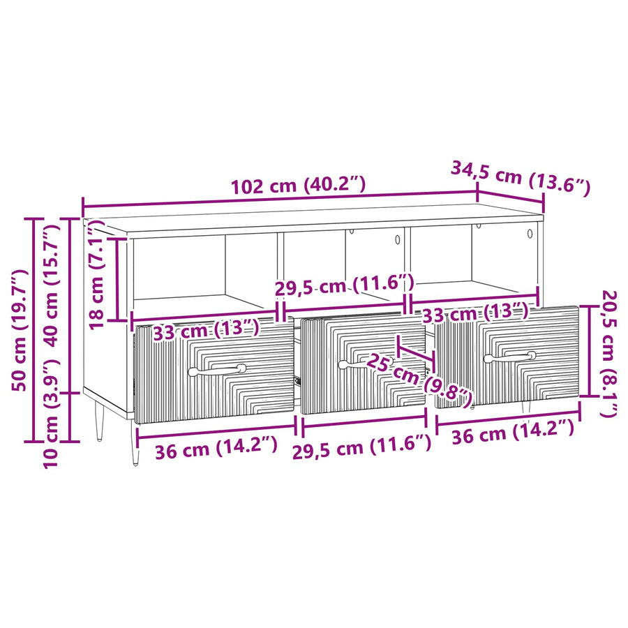 TV-kast met lade Sonoma Eiken 102 x 34,5 x 50 cm Bewerkt hout