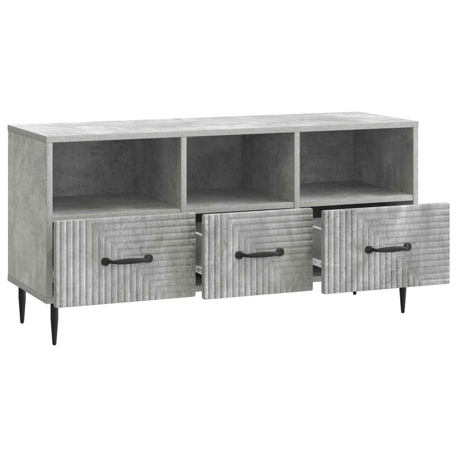 TV-kast met lade Betongrijs 102 x 34,5 x 50 cm Bewerkt hout