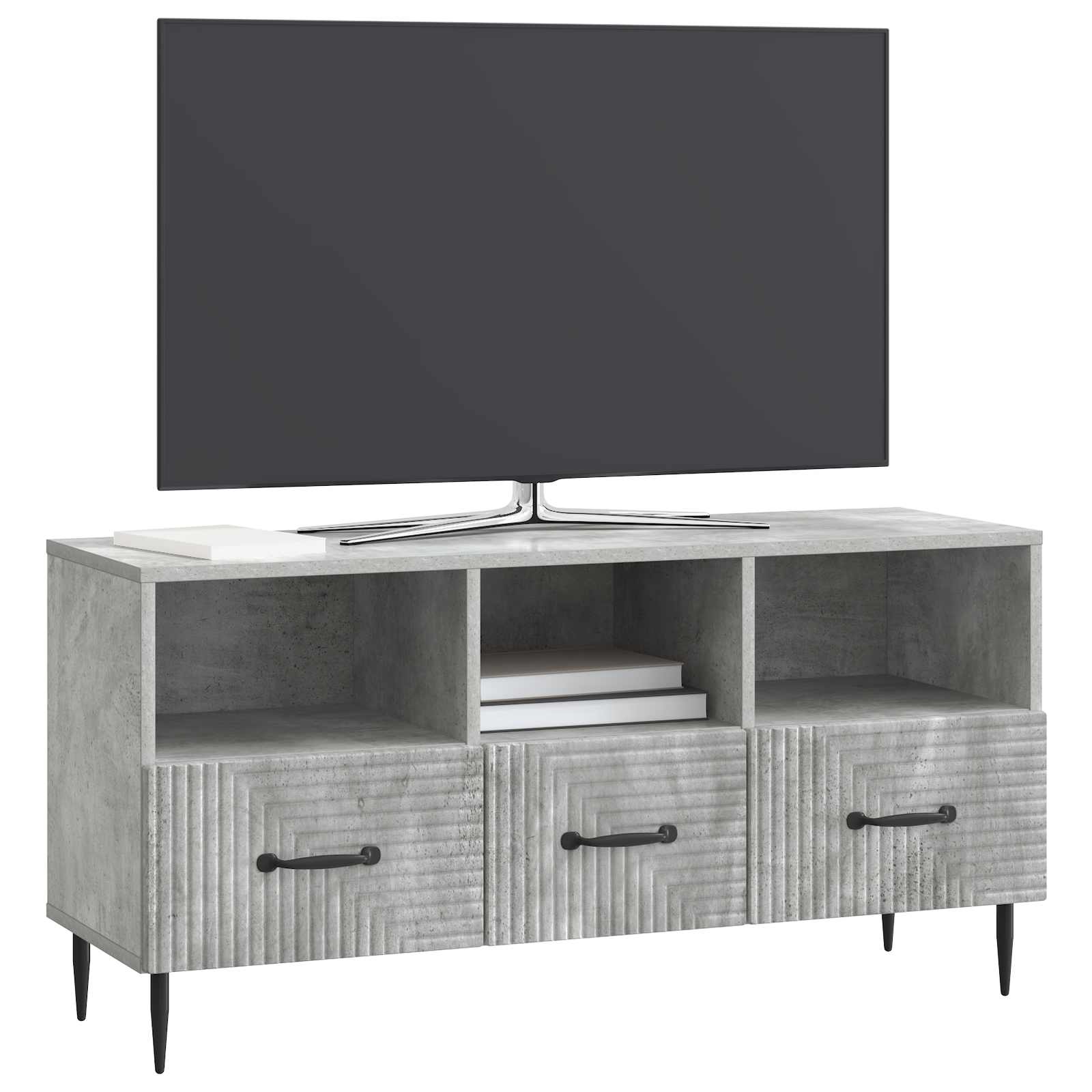 TV-kast met lade Betongrijs 102 x 34,5 x 50 cm Bewerkt hout