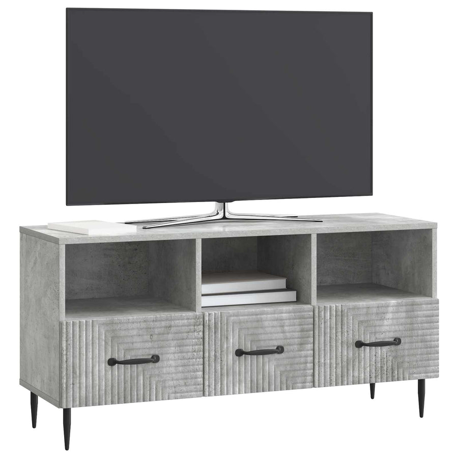 TV-kast met lade Betongrijs 102 x 34,5 x 50 cm Bewerkt hout