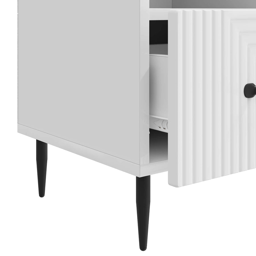 TV-kast met lade Hoogglans Wit 102 x 34,5 x 50 cm Bewerkt hout