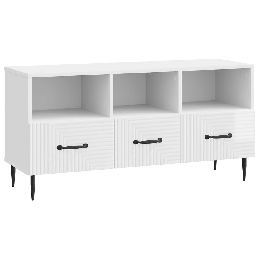 TV-kast met lade Hoogglans Wit 102 x 34,5 x 50 cm Bewerkt hout