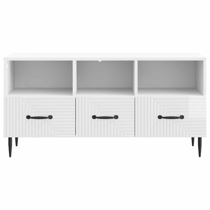TV-kast met lade Hoogglans Wit 102 x 34,5 x 50 cm Bewerkt hout