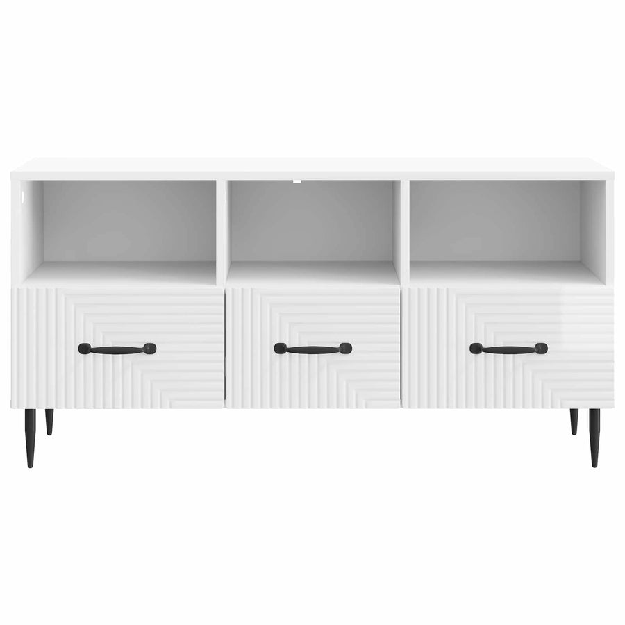 TV-kast met lade Hoogglans Wit 102 x 34,5 x 50 cm Bewerkt hout