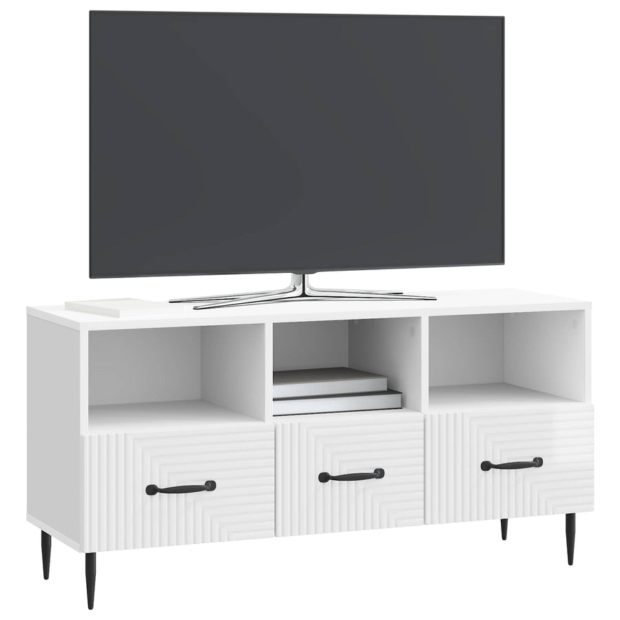 TV-kast met lade Hoogglans Wit 102 x 34,5 x 50 cm Bewerkt hout