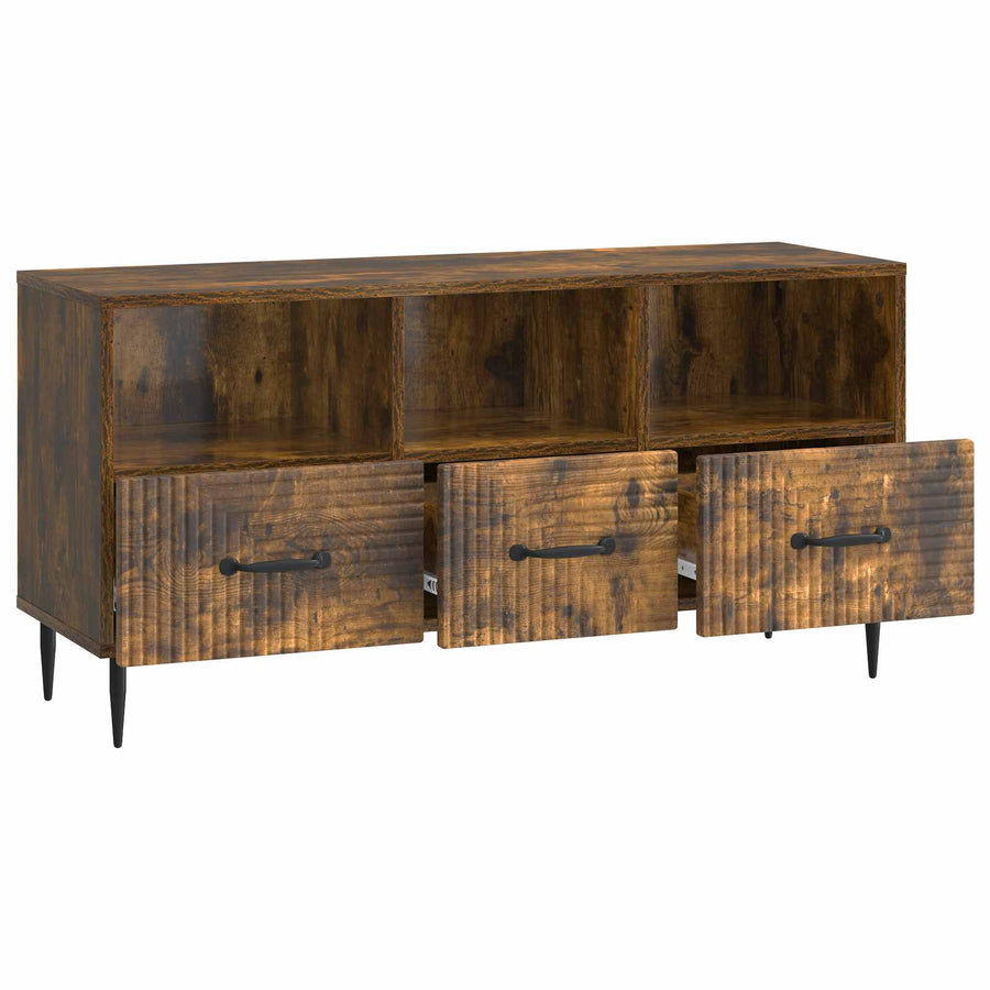 TV-kast met lade Gerookt eiken 102 x 34,5 x 50 cm Bewerkt hout