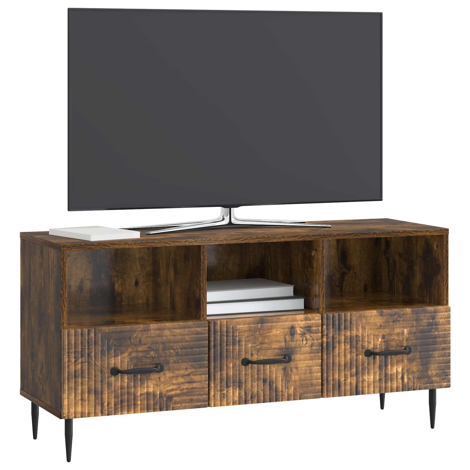 TV-kast met lade Gerookt eiken 102 x 34,5 x 50 cm Bewerkt hout