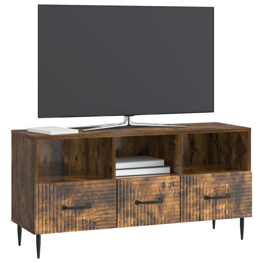 TV-kast met lade Gerookt eiken 102 x 34,5 x 50 cm Bewerkt hout