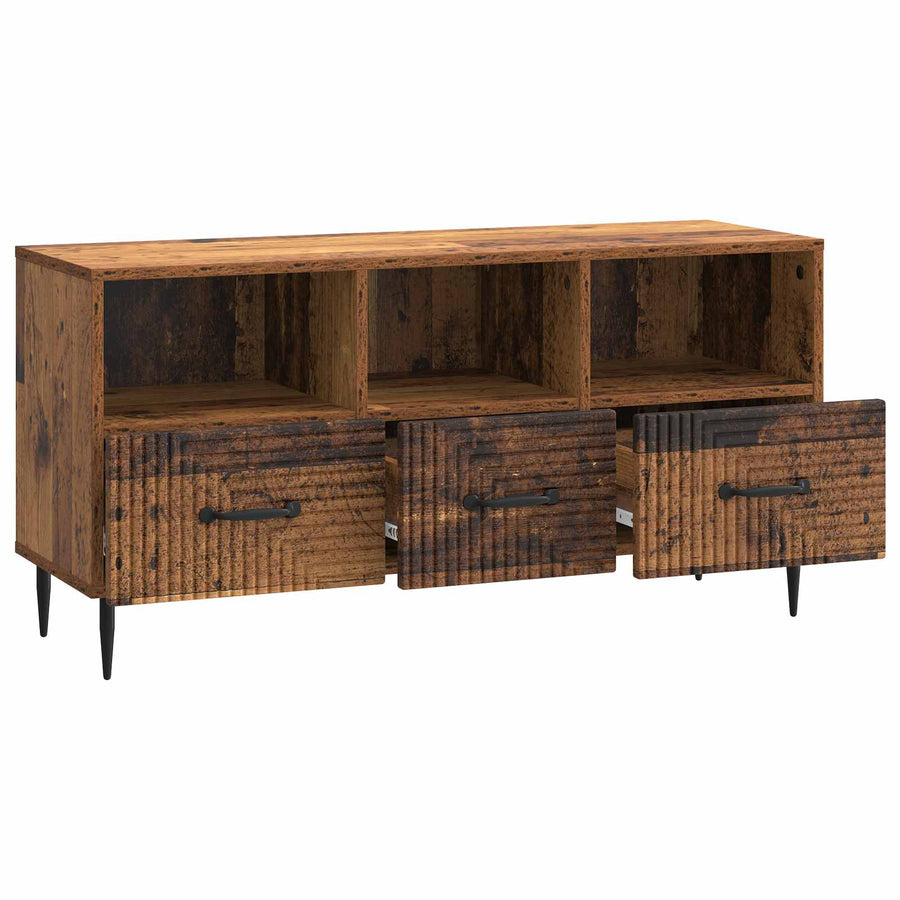 TV-kast met lade Oud hout 102 x 34,5 x 50 cm Bewerkt hout
