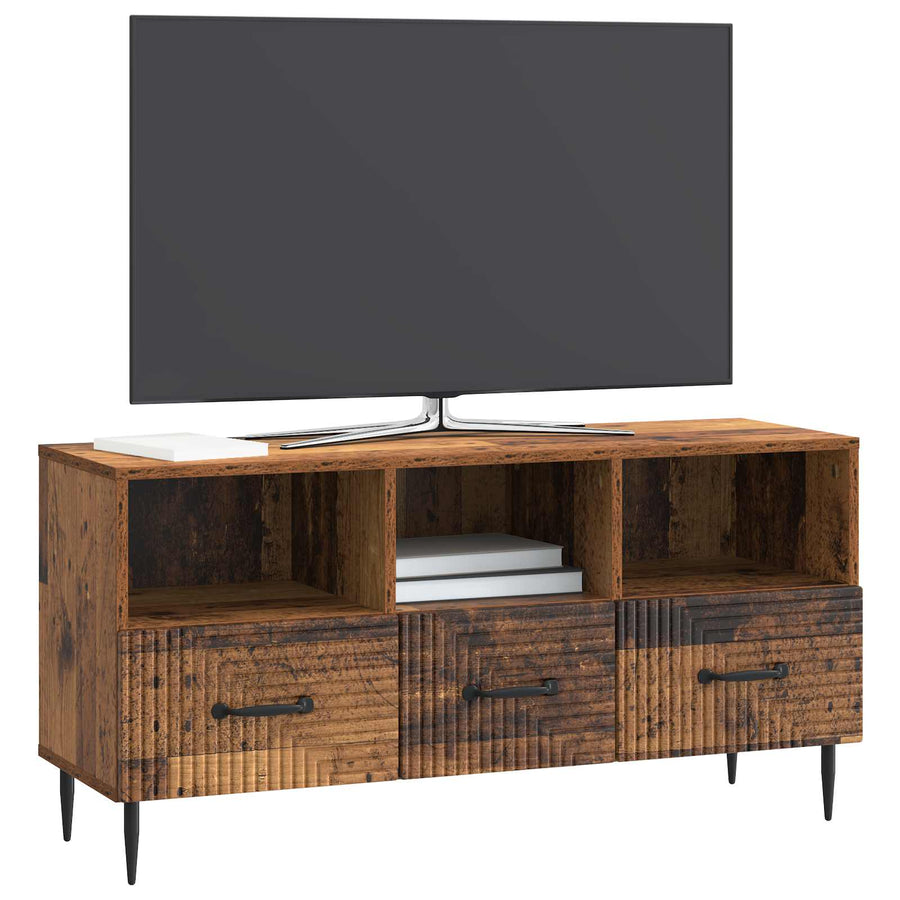 TV-kast met lade Oud hout 102 x 34,5 x 50 cm Bewerkt hout