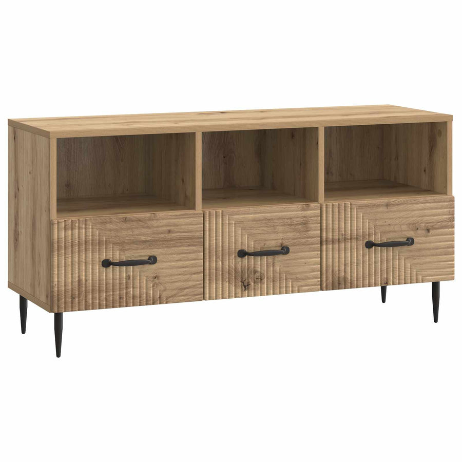 TV-kast Artisanaal eiken 102 x 34,5 x 50 cm Bewerkt hout