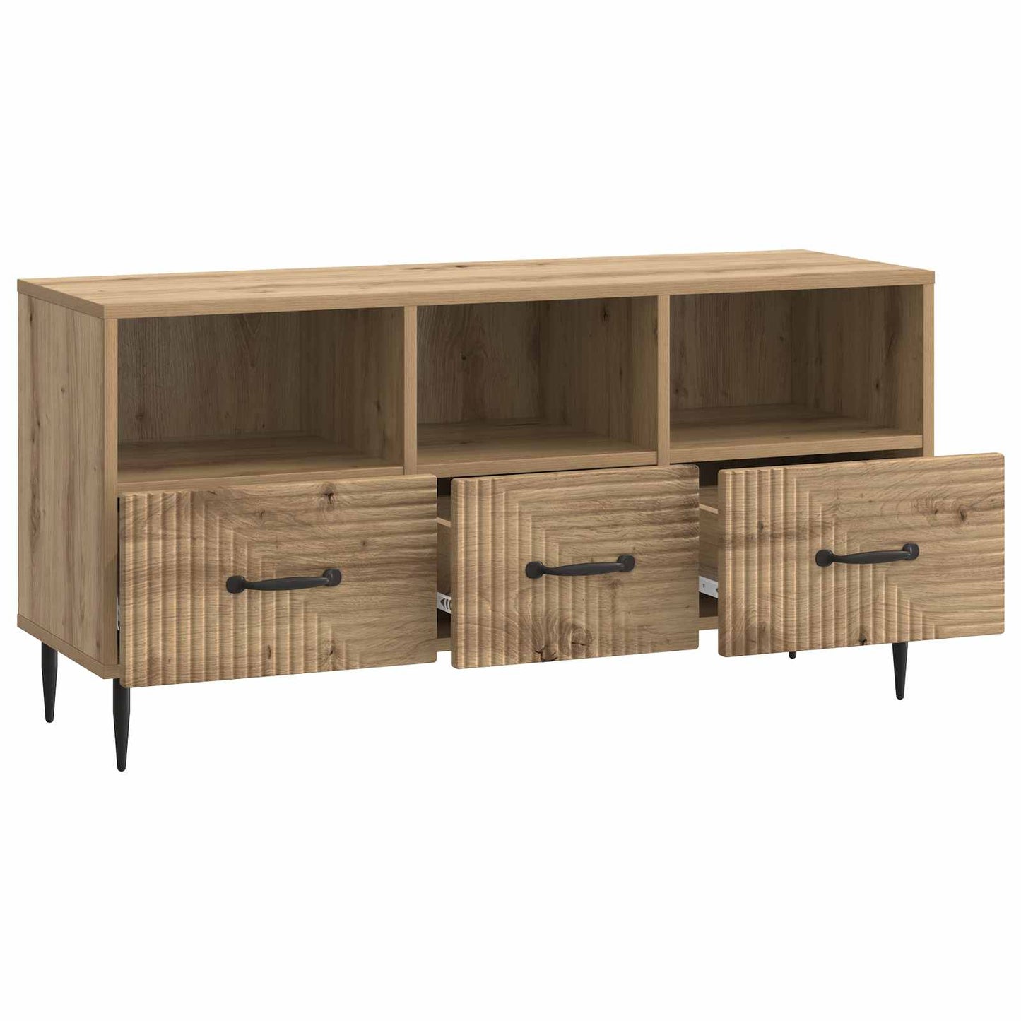 TV-kast Artisanaal eiken 102 x 34,5 x 50 cm Bewerkt hout