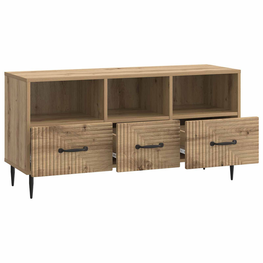 TV-kast Artisanaal eiken 102 x 34,5 x 50 cm Bewerkt hout