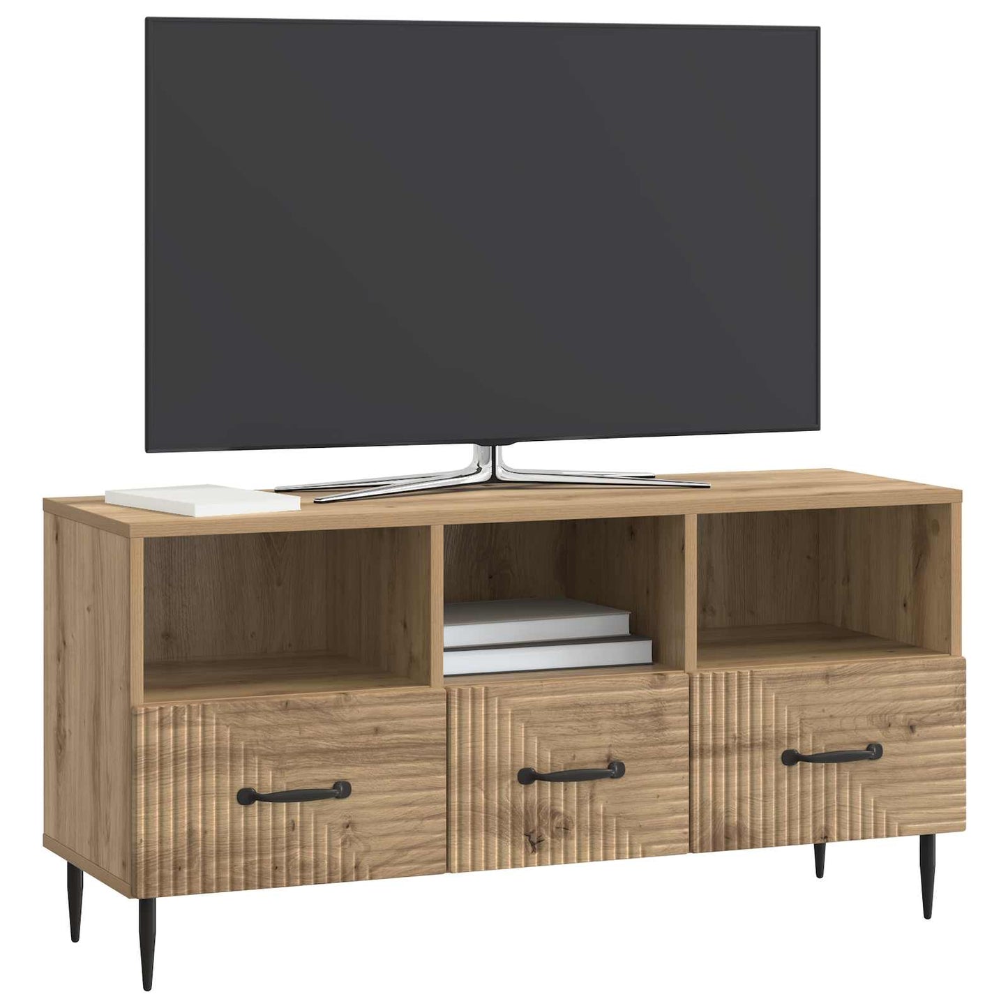 TV-kast Artisanaal eiken 102 x 34,5 x 50 cm Bewerkt hout
