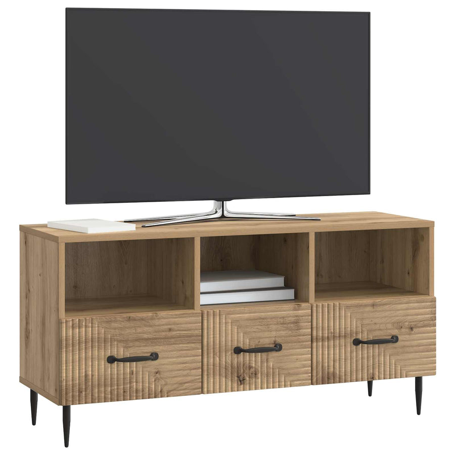 TV-kast Artisanaal eiken 102 x 34,5 x 50 cm Bewerkt hout