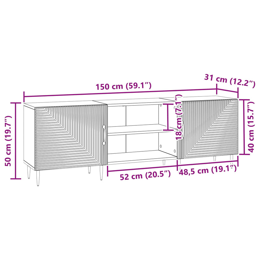 TV-kast Betongrijs 150 x 31 x 50 cm Bewerkt hout