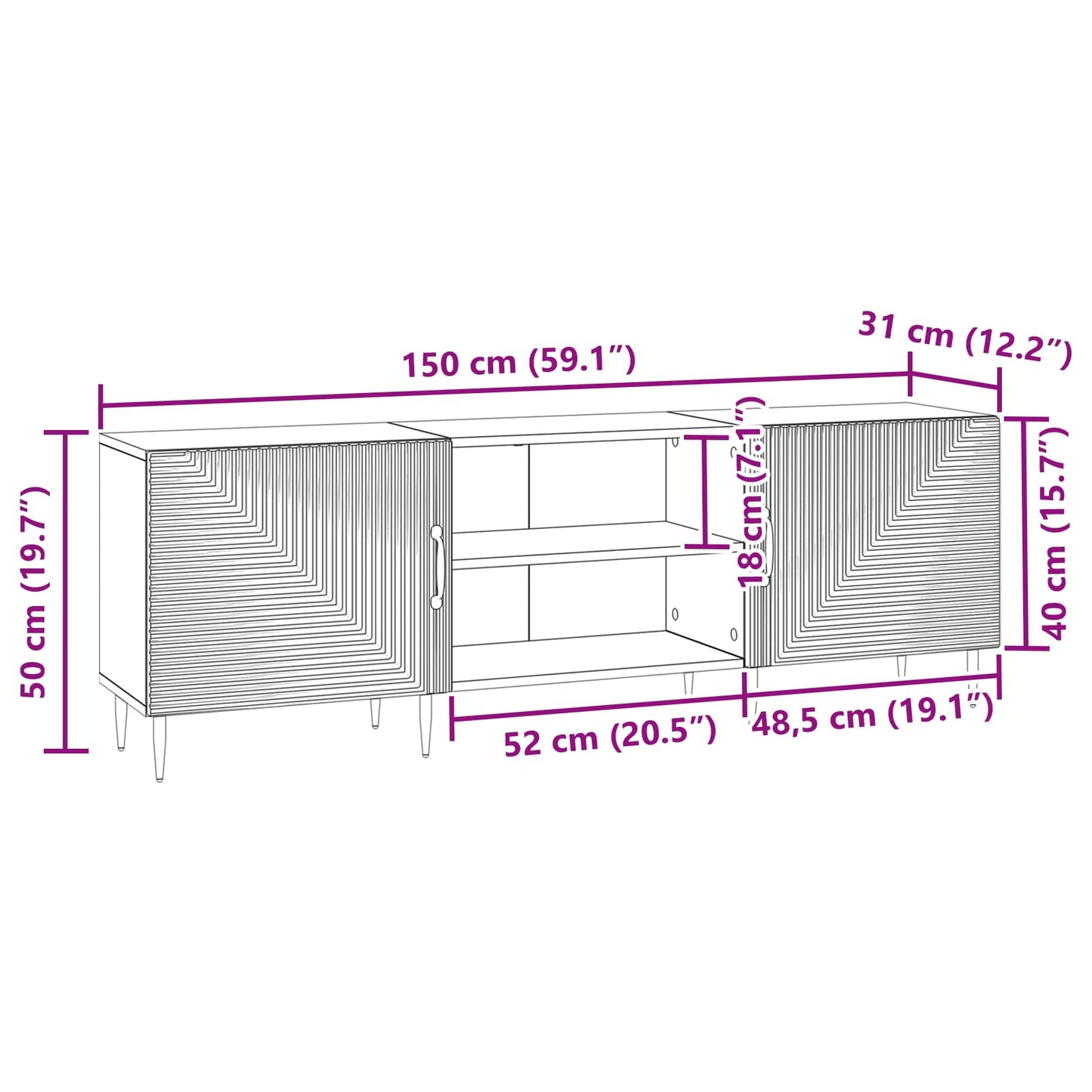 TV-kast Grijs sonoma 150 x 31 x 50 cm Bewerkt hout