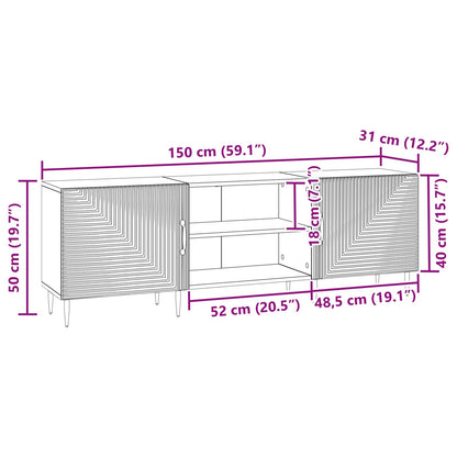 TV-kast Artisanaal eiken 150 x 31 x 50 cm Bewerkt hout