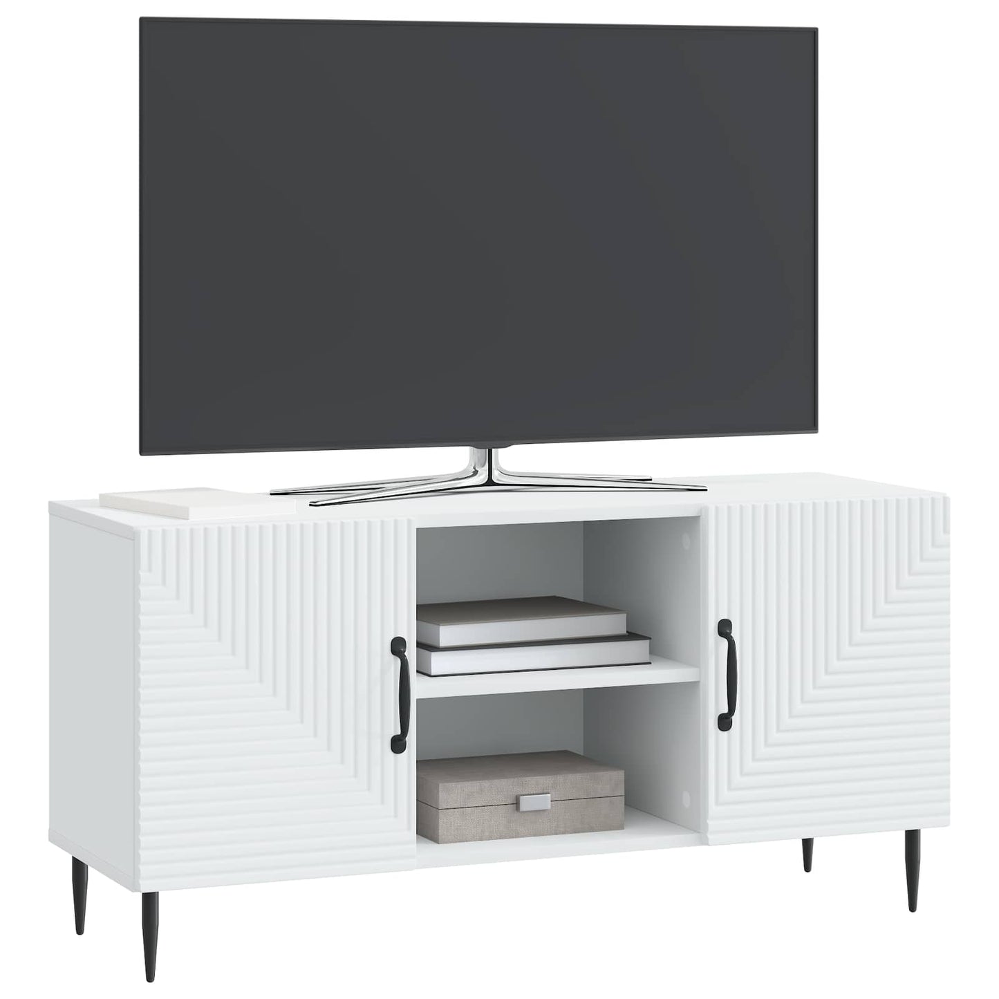 TV-kast Wit 102 x 34,5 x 50 cm Bewerkt hout