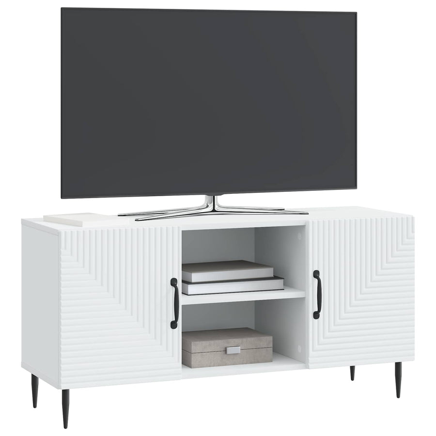 TV-kast Wit 102 x 34,5 x 50 cm Bewerkt hout