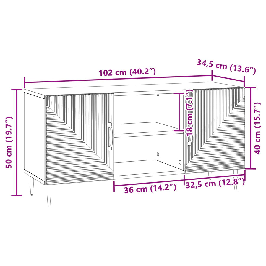 TV-kast Zwart 102 x 34,5 x 50 cm Bewerkt hout