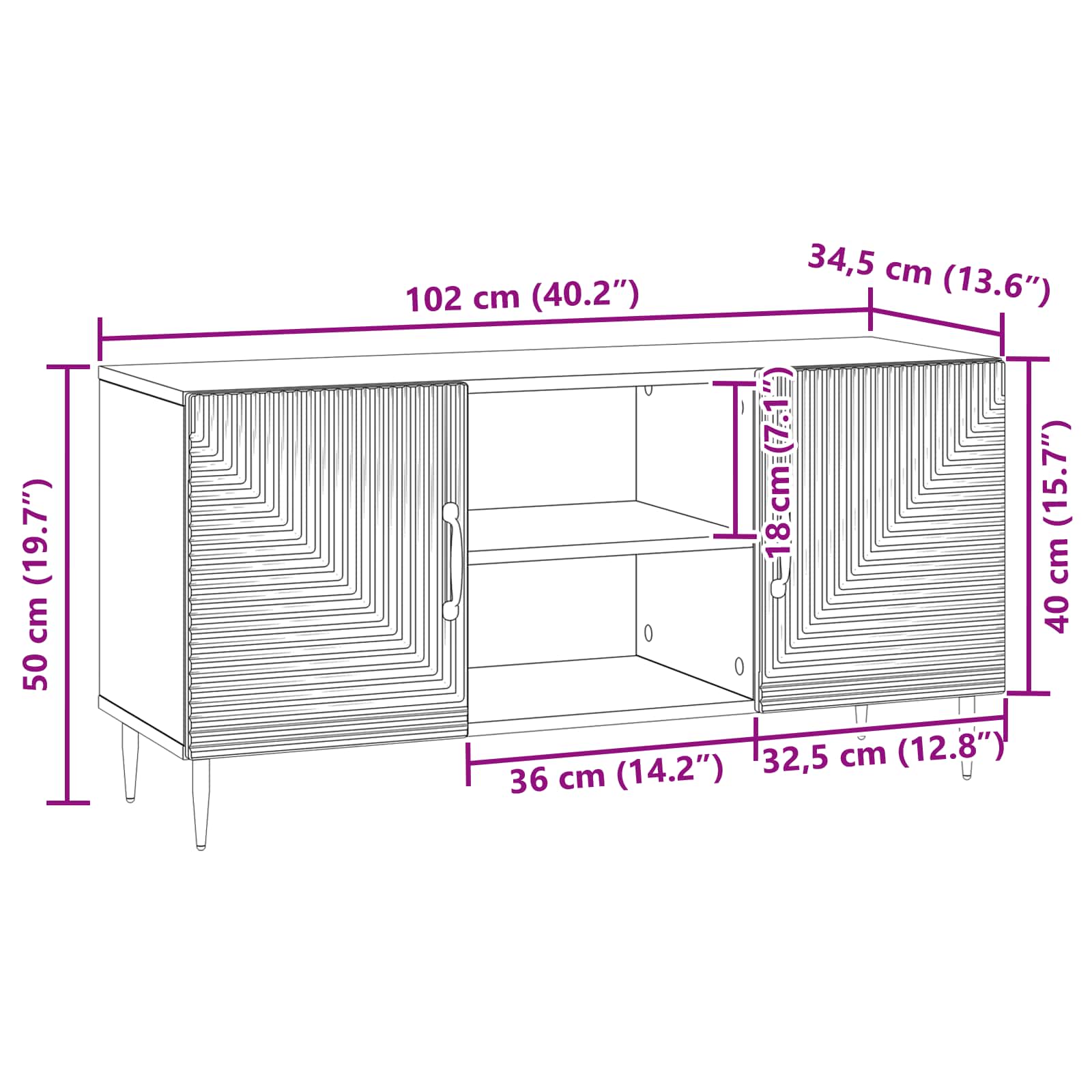 TV-kast Sonoma Eiken 102 x 34,5 x 50 cm Bewerkt hout
