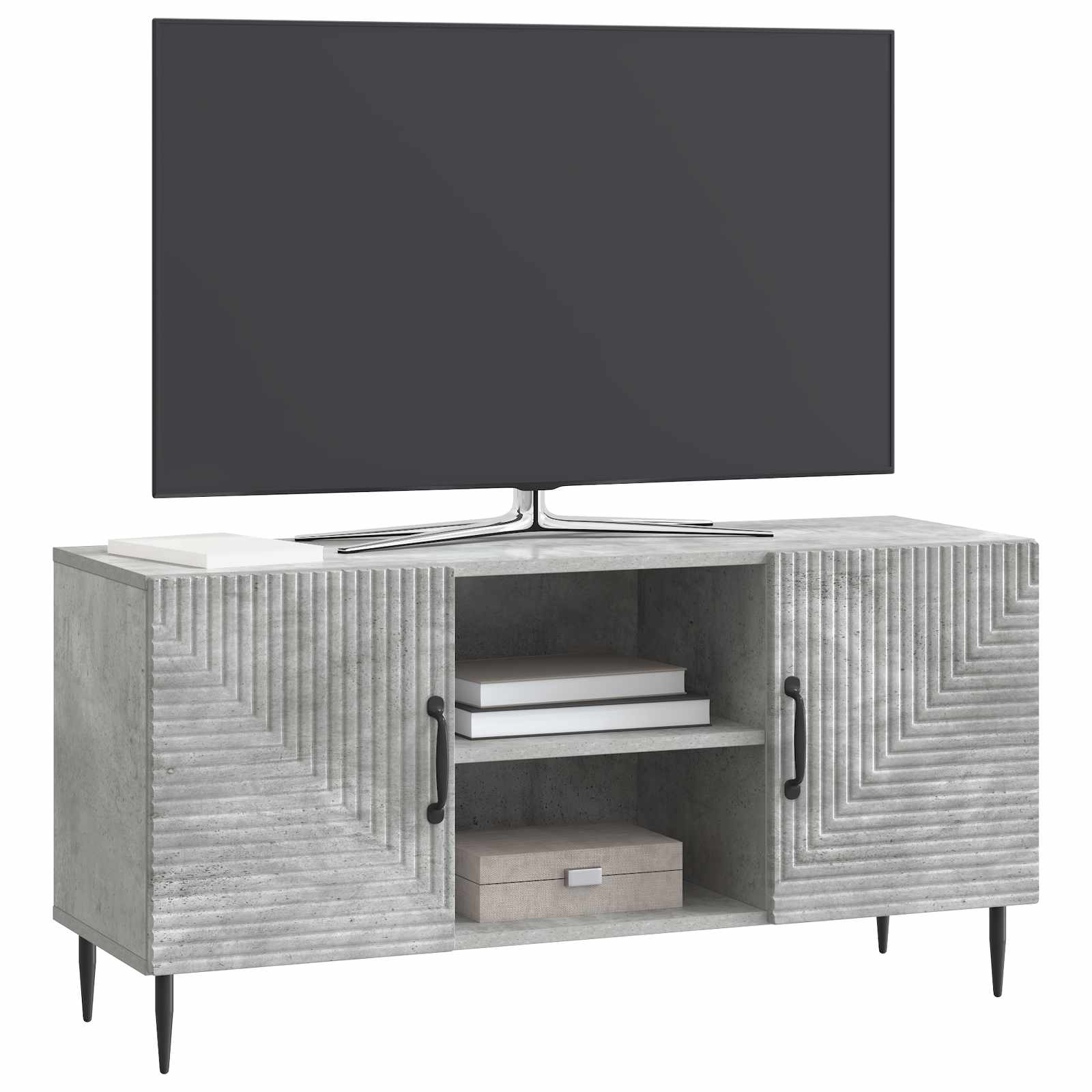TV-kast Betongrijs 102 x 34,5 x 50 cm Bewerkt hout