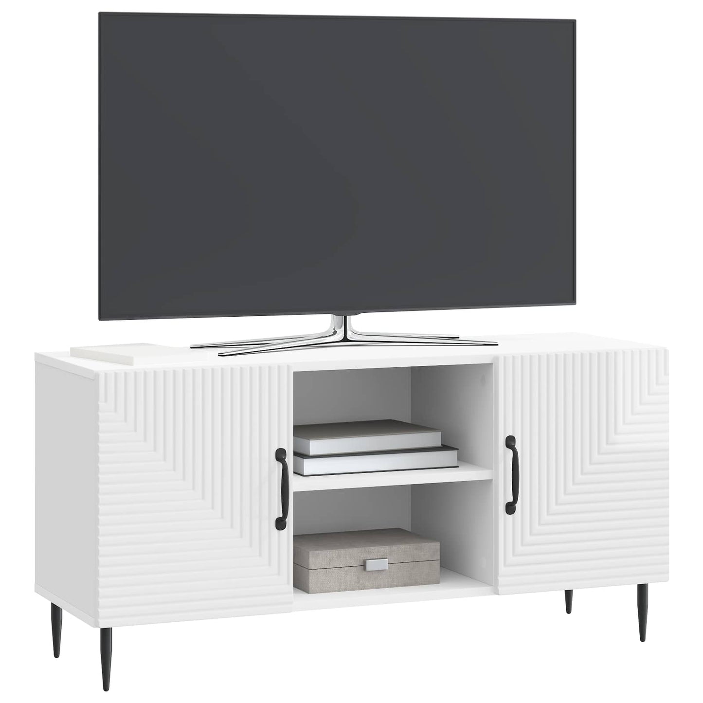 TV-kast Hoogglans Wit 102 x 34,5 x 50 cm Bewerkt hout