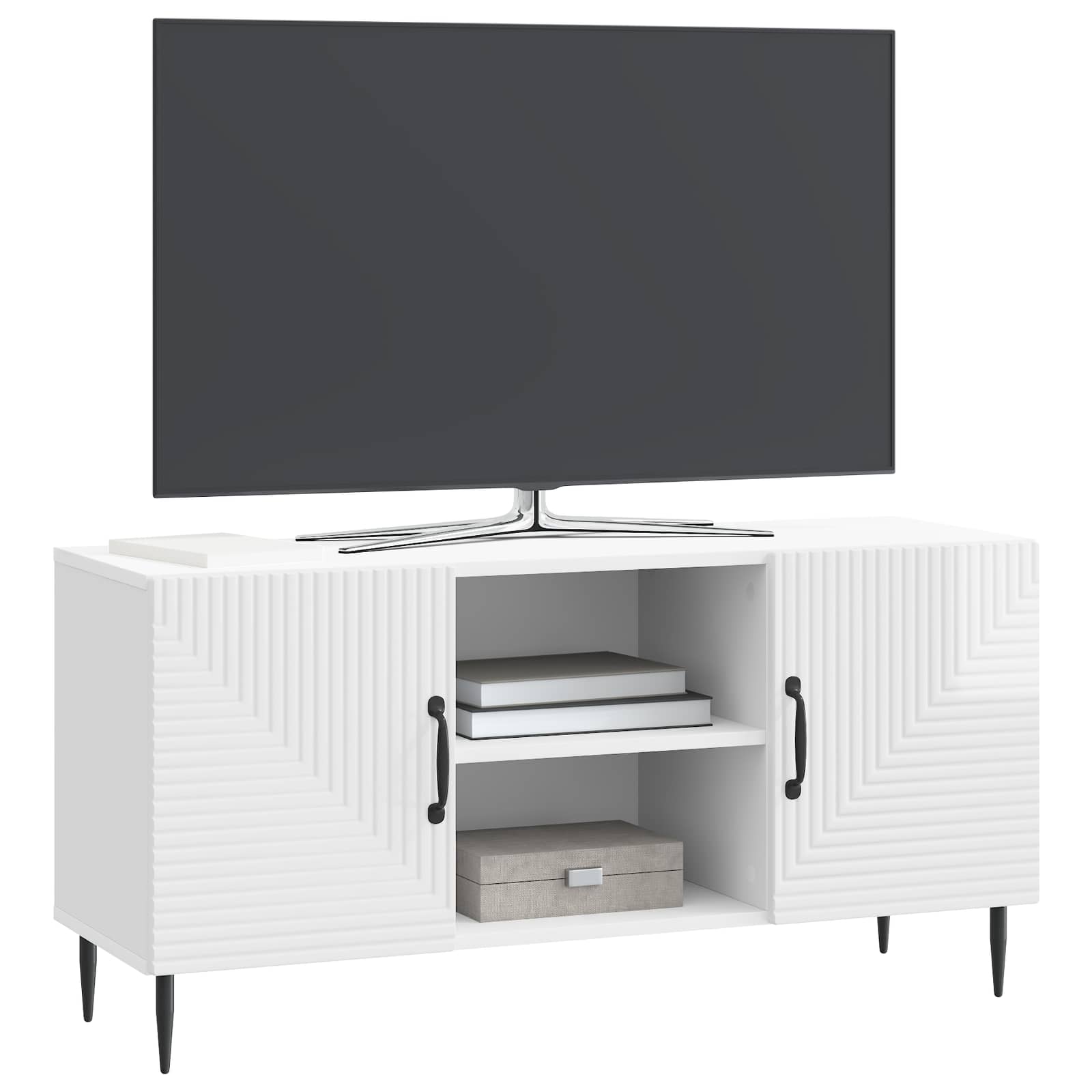 TV-kast Hoogglans Wit 102 x 34,5 x 50 cm Bewerkt hout