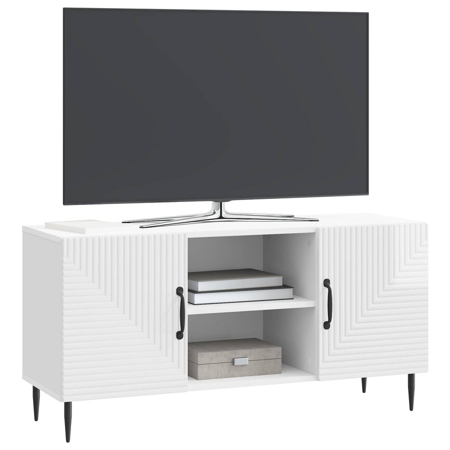 TV-kast Hoogglans Wit 102 x 34,5 x 50 cm Bewerkt hout