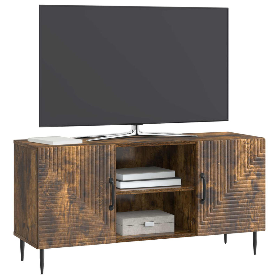 TV-kast Gerookt eiken 102 x 34,5 x 50 cm Bewerkt hout