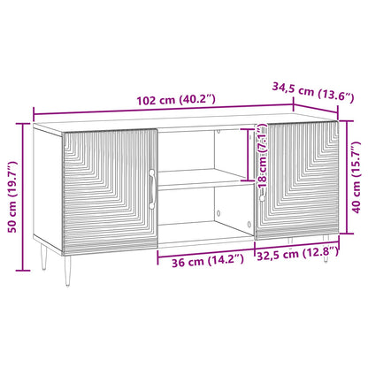 TV-kast Oud hout 102 x 34,5 x 50 cm Bewerkt hout